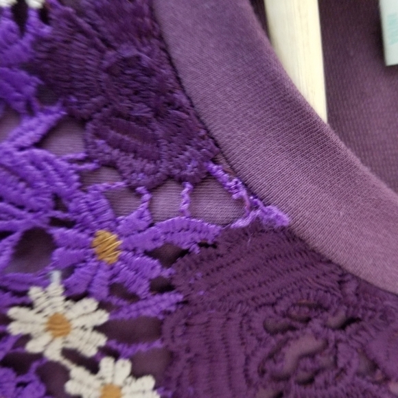 LOGO lounge Small purple crochet lace tunic blouse pockets‎ Artist Smock - Picture 8 of 12